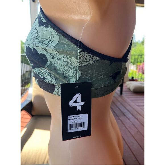 FOURLAPS Vitality Sports Bra Peonies Print Thyme - Picture 3 of 8